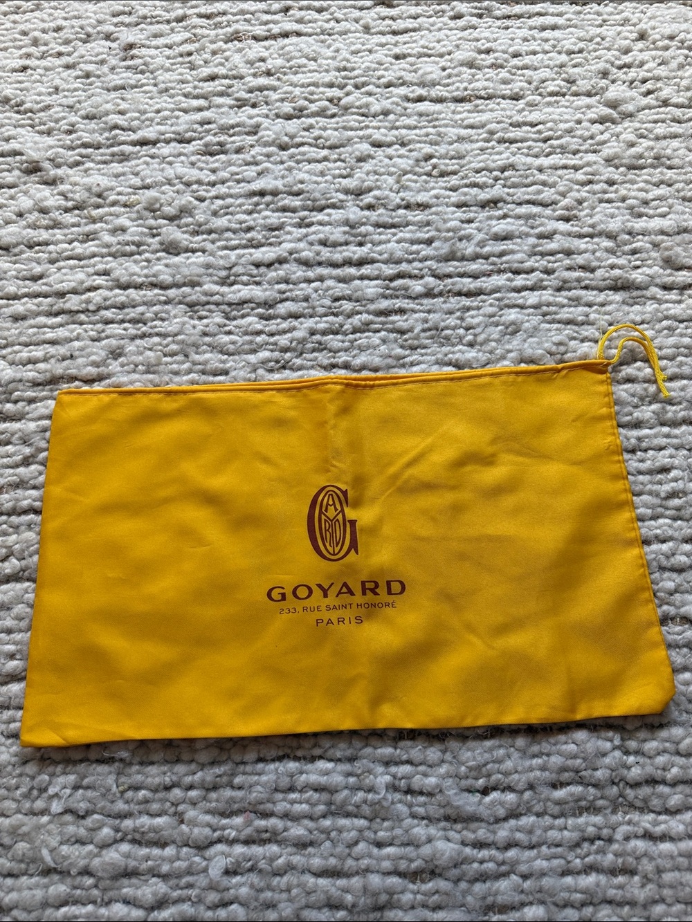 NEW Goyard Yellow Drawstring Dust Bag
